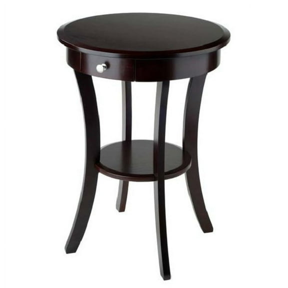 Contemporary Home Living 27” Cappuccino Brown Sasha Round Wooden Accent Table