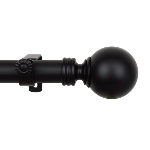 Contemporary Home Living 28"-48" Black Adjustable Round Single Curtain Rod