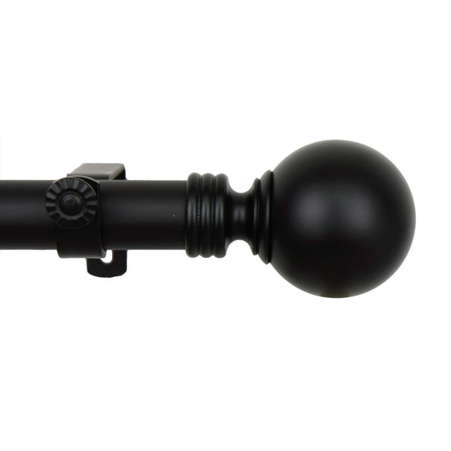 Contemporary Home Living 28"-48" Black Adjustable Round Single Curtain Rod
