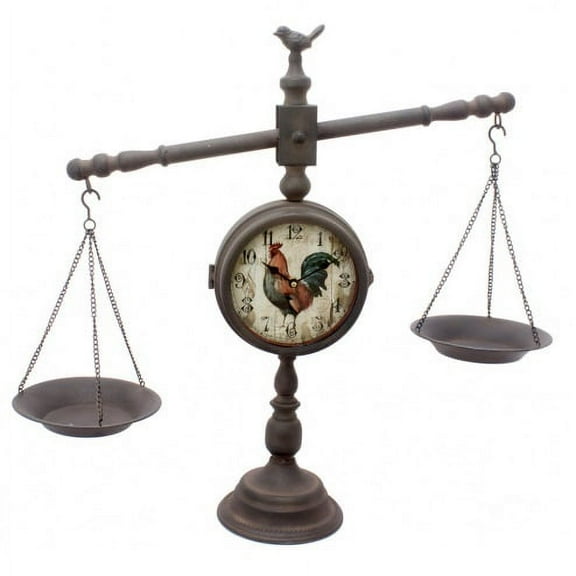 Contemporary Home Living 29.5" Antique Silver Scale Rooster Decorative Clock
