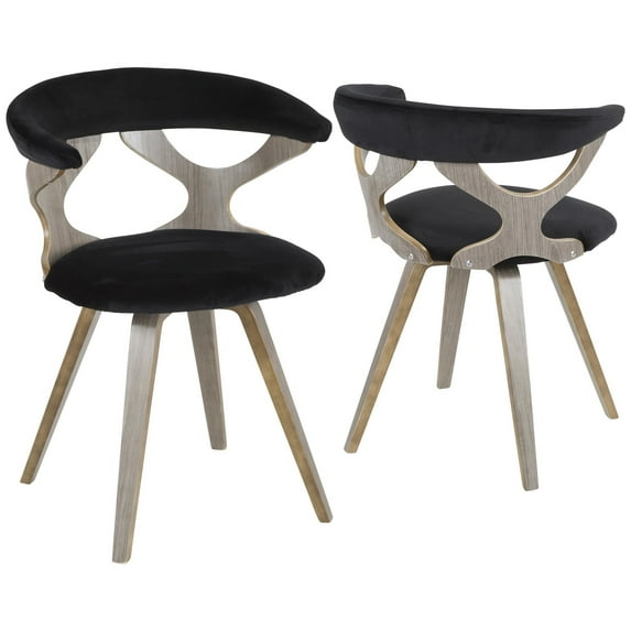 Contemporary Home Living 29.5" Light Gray Wood and Black Velvet Modern Dining Chair with Swivel