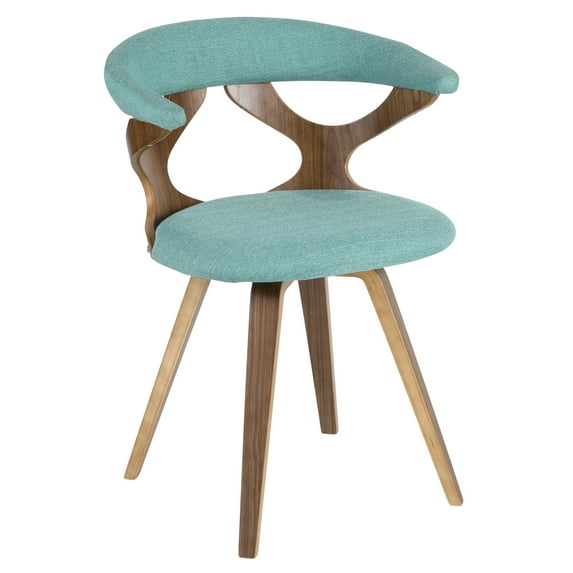Contemporary Home Living 29.5" Walnut Wood and Teal Fabric Modern Dining Chair with Swivel