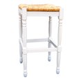 thumbnail image 1 of Contemporary Home Living 29.75" White and Beige Backless Bar Stool with Hand Woven Rush Seat, 1 of 2