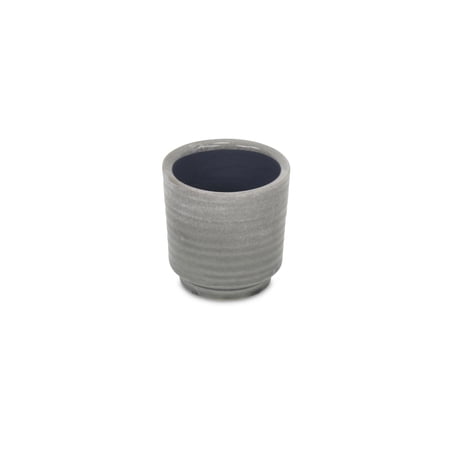 Contemporary Home Living 3.25" Gray Round Ripple Planter Pot