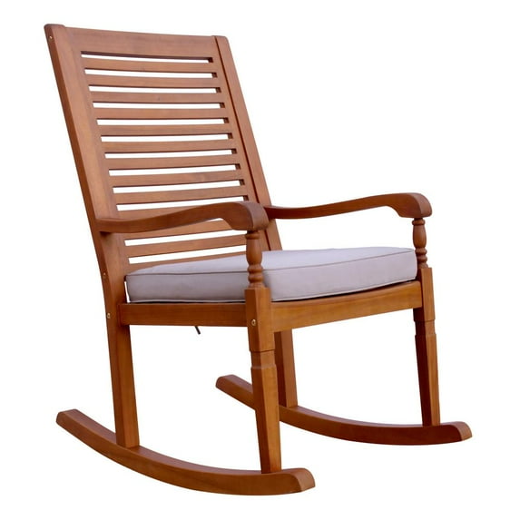 northbeam Nantucket Rocking Chair, Natural Colour Stain With Grey Cushion