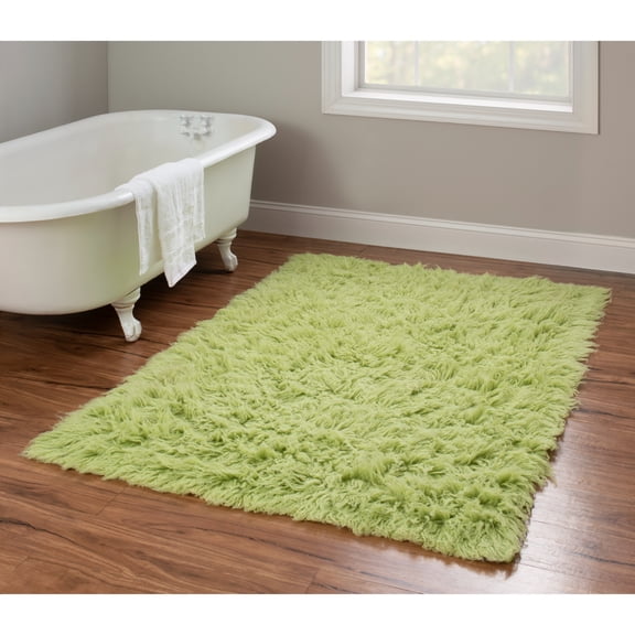 Contemporary Home Living 3.5' x 5.5' Hand-Woven Plush Rectangular Wool Area Throw Rug - Lime Green