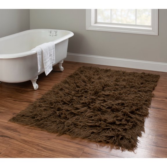 Contemporary Home Living 3.5' x 5.5' Hand-Woven Rectangular Shag Wool Area Throw Rug - Cocoa Brown