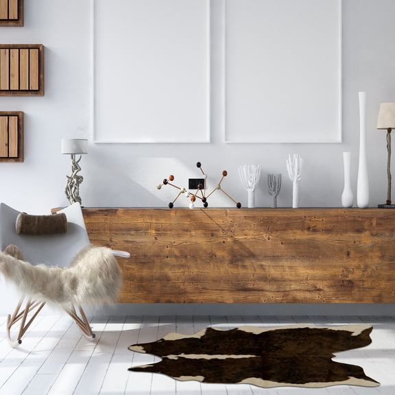 Contemporary Home Living 3.75' x 5' Brindle Animal Printed Faux Cowhide Area Throw Rug - Brown and