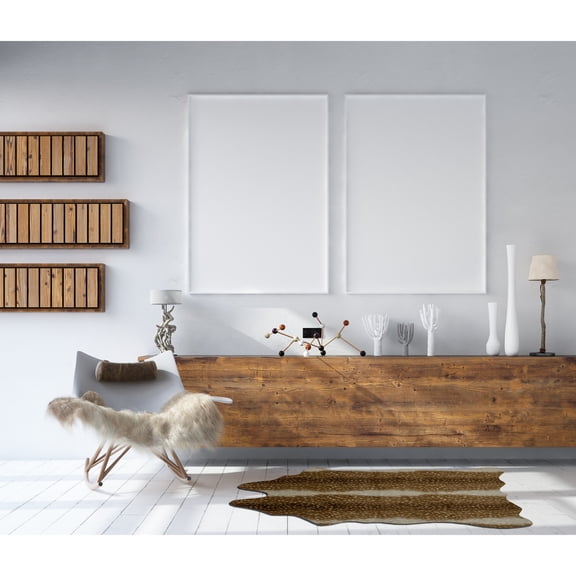 Contemporary Home Living 3.75' x 5' Mini Antelope Faux Cowhide Area Throw Rug - Brown and Beige