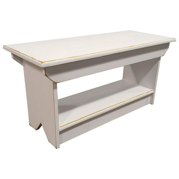 Contemporary Home Living 3' Distressed Cream White Modern Style Coffee Table Bench