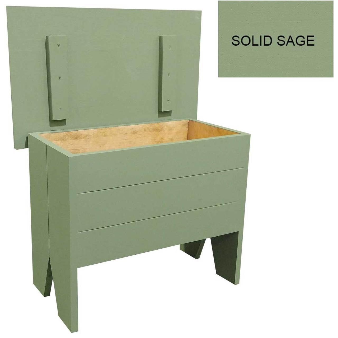Sage Green Solid Pine 3' Rustic Storage Bench with Hidden Compartment