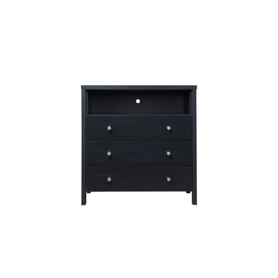 Contemporary Home Living 3-Drawer Dresser with Open Shelf - 37" - Black
