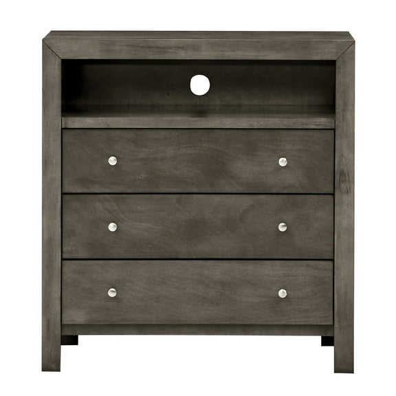 Contemporary Home Living 3-Drawer Wooden TV Media Chest - 36" - Gray