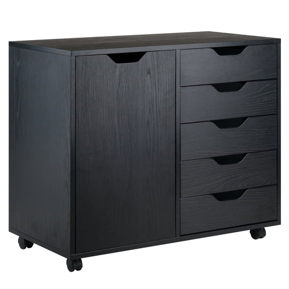 Contemporary Home Living 30.5" Black Elegant Halifax Rectangular Cabinet with Expanded Multi-Drawer