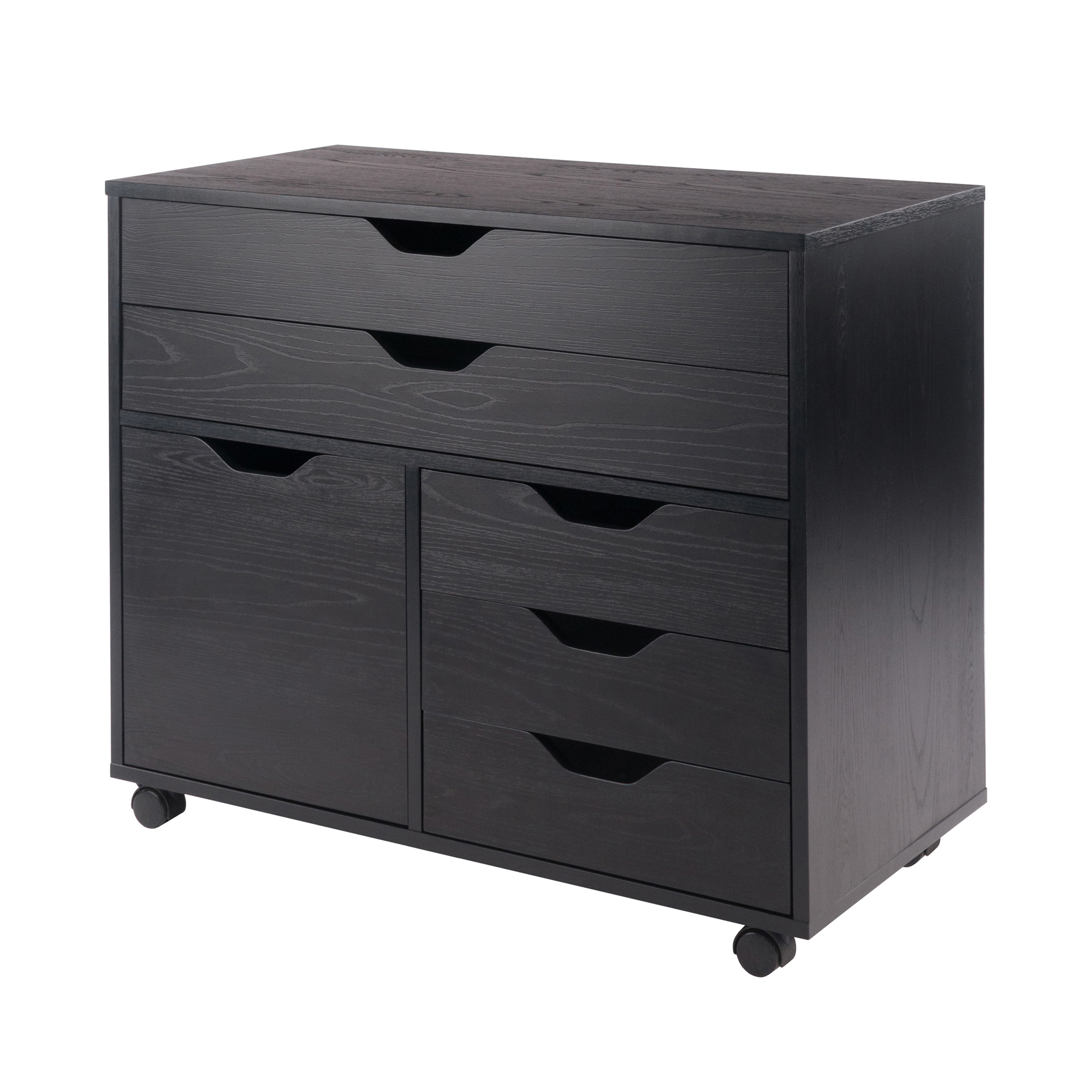 Contemporary Home Living 30.75" Black 3 Section Mobile Filing Cabinet - image 1 of 1