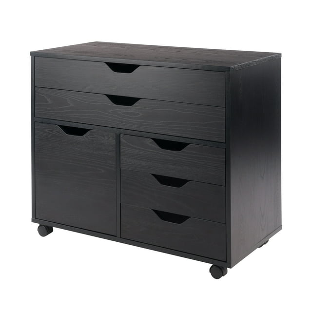 Contemporary Home Living 30.75" Black 3 Section Mobile Filing Cabinet