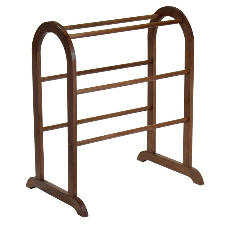 Contemporary Home Living 30 Antique Walnut Finished Quilt Rack with Six Long Rods Walmart
