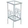 thumbnail image 1 of 30" Silver and Clear Rectangular Accent Table with Tempered Glass Top, 1 of 4