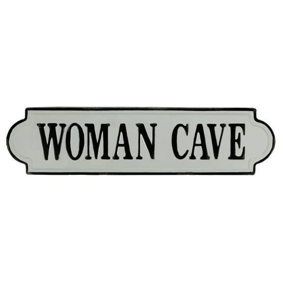 Contemporary Home Living 31.5" White Lacquered Rectangular WOMAN CAVE Wall Sign