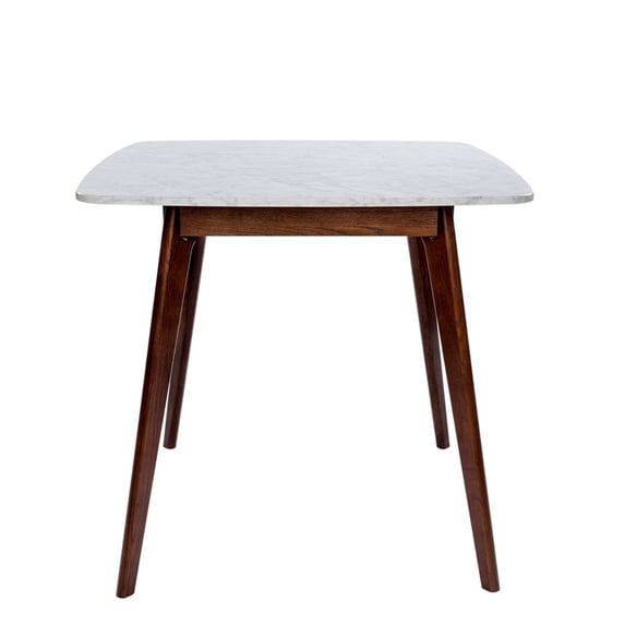 Contemporary Home Living 31.5" White and Brown Square Italian Carrara Marble Dining Table