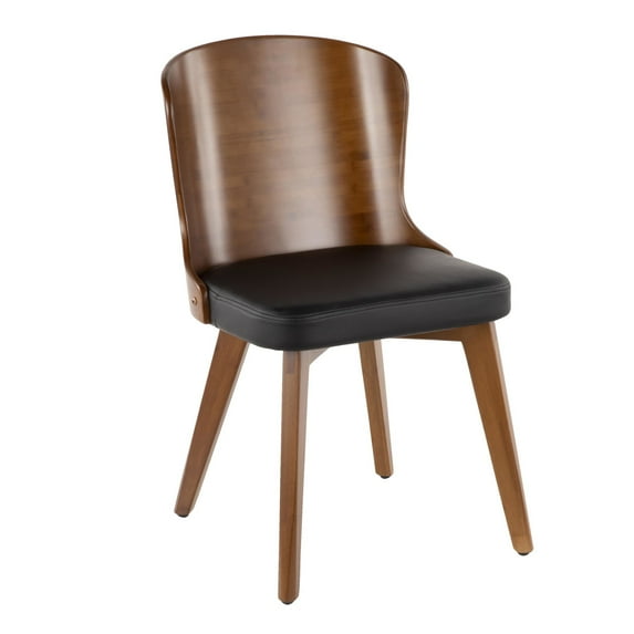 Contemporary Home Living 31" Black Faux Leather Seat and Walnut Chair