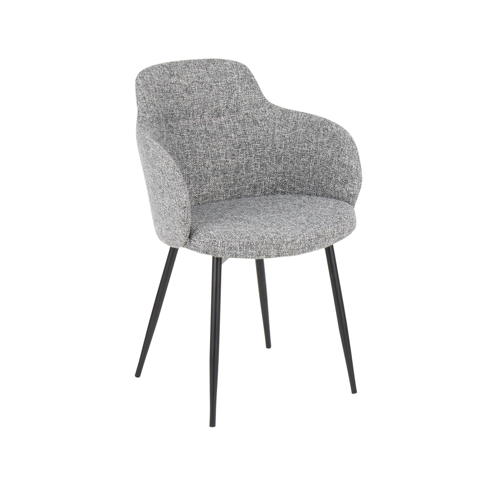 High-Back Boyne Chair with Upholstered Bucket Seat and Black Metal Legs