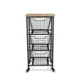 thumbnail image 1 of Contemporary Home Living 32" Black and Brown 3 Wire Drawer Storage Cabinet, 1 of 3