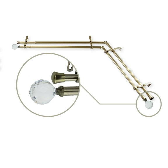 Contemporary Home Living 349" Gold and Black Contemporary Double Corner Window Curtain Rod