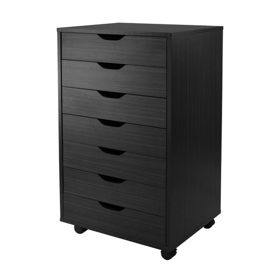 Contemporary Home Living 35.25" Black Elegant Halifax Rectangular 7 Pull-Out Drawers Cabinet for