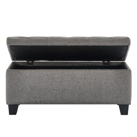 Contemporary Home Living 35.5" Gray Solid Rectangular Storage Ottoman