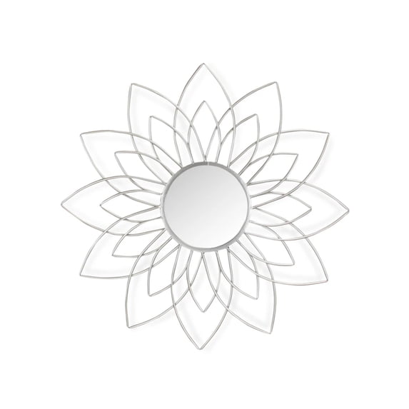 Contemporary Home Living 35.75" Silver Metal Flower Framed Wall Mirror