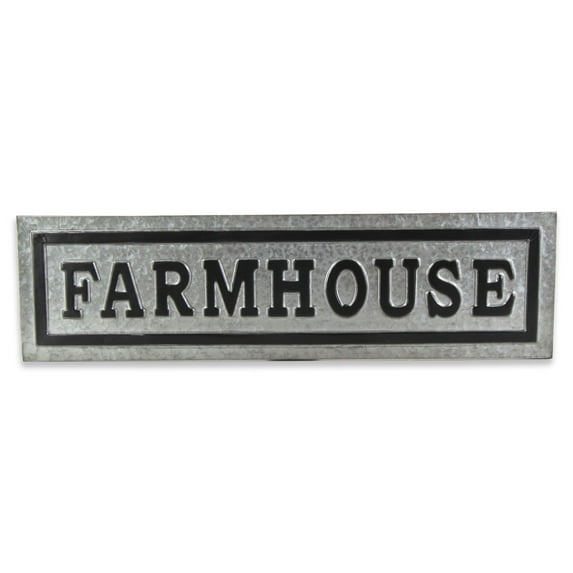 Contemporary Home Living 36.5" Gray and Black Galvanized Rectangular "FARMHOUSE" Wall Sign