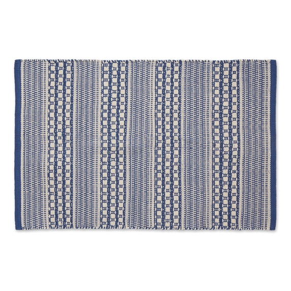 DII French Blue Dobby Stripe Hand-Loomed Rug 2x3 Ft