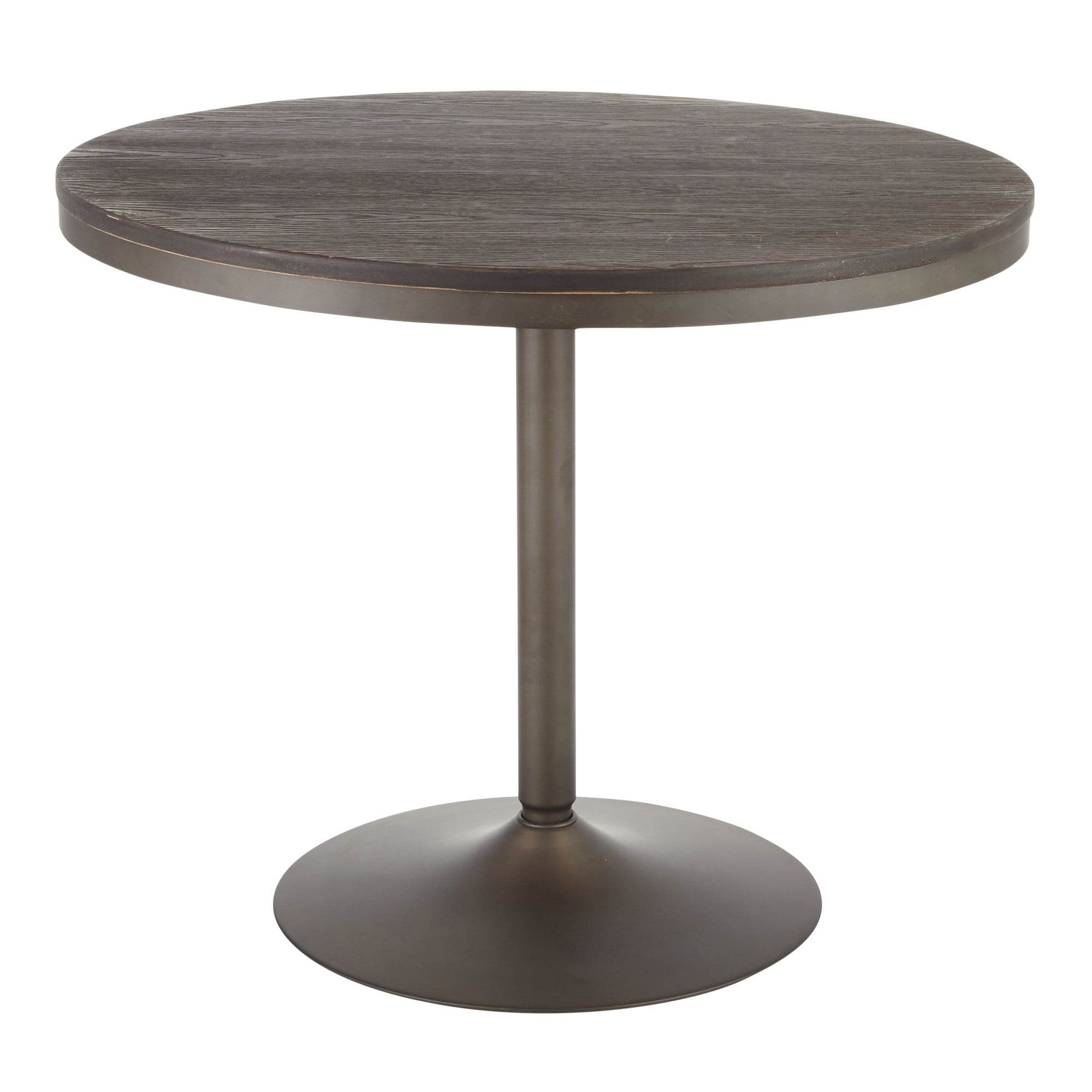 Contemporary Home Living 36" Espresso Wood-Pressed Grain Bamboo Round Top with Antique Metal Leg