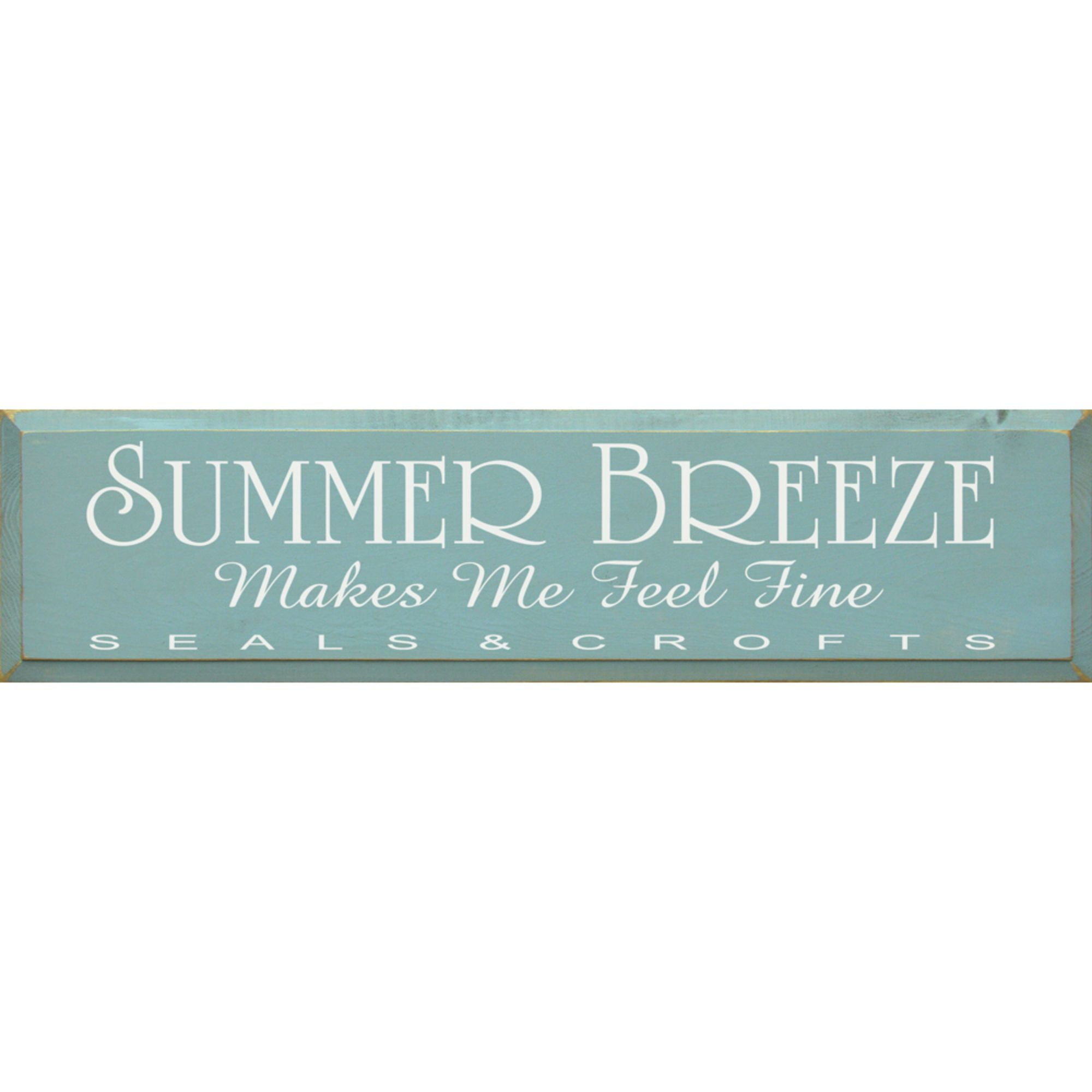 36" Sea Blue and White Pine Wood Summer Breeze Sign