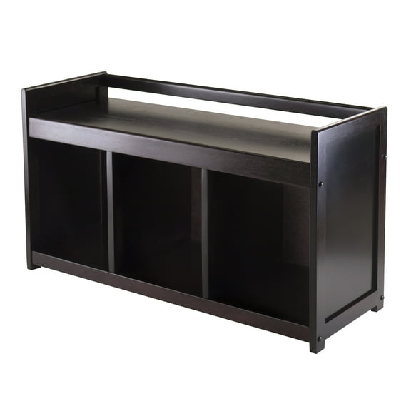Contemporary Home Living 37.25" Espresso Unique Addison Rectangular 3-Section Storage Bench