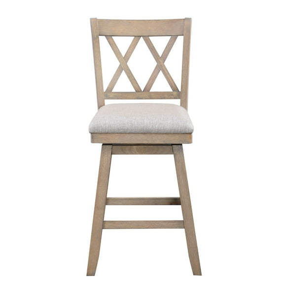 Contemporary Home Living 37.5" Brown High Double Cross Bar Stool with Swivel Seat