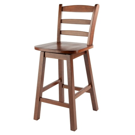 Contemporary Home Living 38.5" Walnut Brown Ladder Back Counter Stool with Swivel Seat