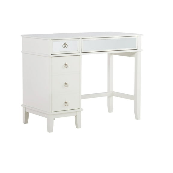 Contemporary Home Living 38" White Solid Vanity Set with Mirror and Stool