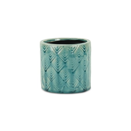 Contemporary Home Living 4.5" Blue Small Argyle Outdoor Planter Pot