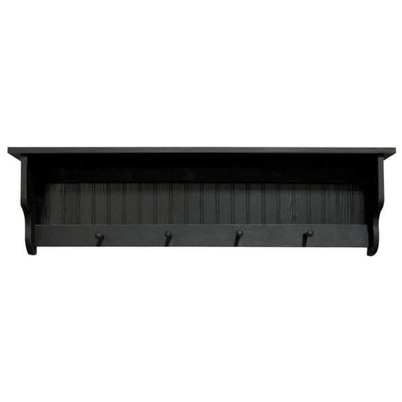 Contemporary Home Living 4' Black Rectangular Storage Shelf with Pegs