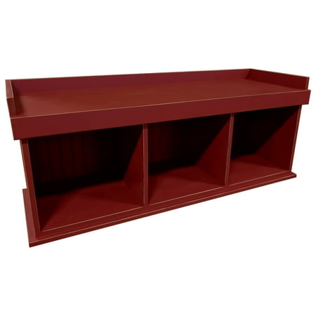 Contemporary Home Living 4' Burgundy Red Bench with Cubbies