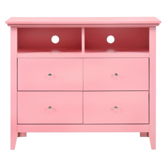 Contemporary Home Living 4-Drawer Wooden TV Media Chest - 42" - Pink