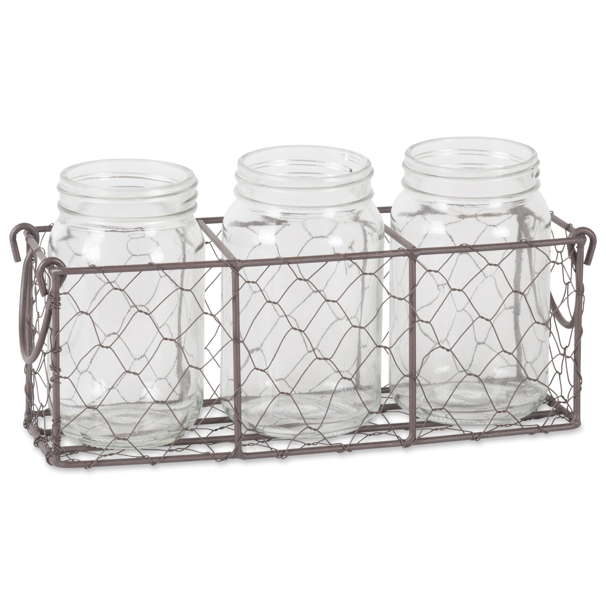 Contemporary Home Living 4-Piece Vintage-Style Metal Wire Caddy With Vases 11.25"