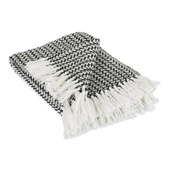 4' x 5' Black and White Rectangular Home Essentials Woven Throw