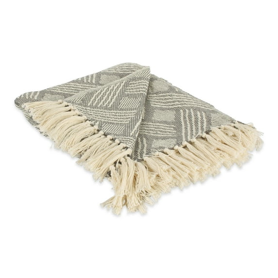 Contemporary Home Living 4' x 5' Gray and Beige Rectangular Home Essentials Woven Throw