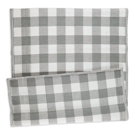 Contemporary Home Living 4' x 6' Buffalo Check Rectangular Outdoor Area Throw Rug - Gray and White