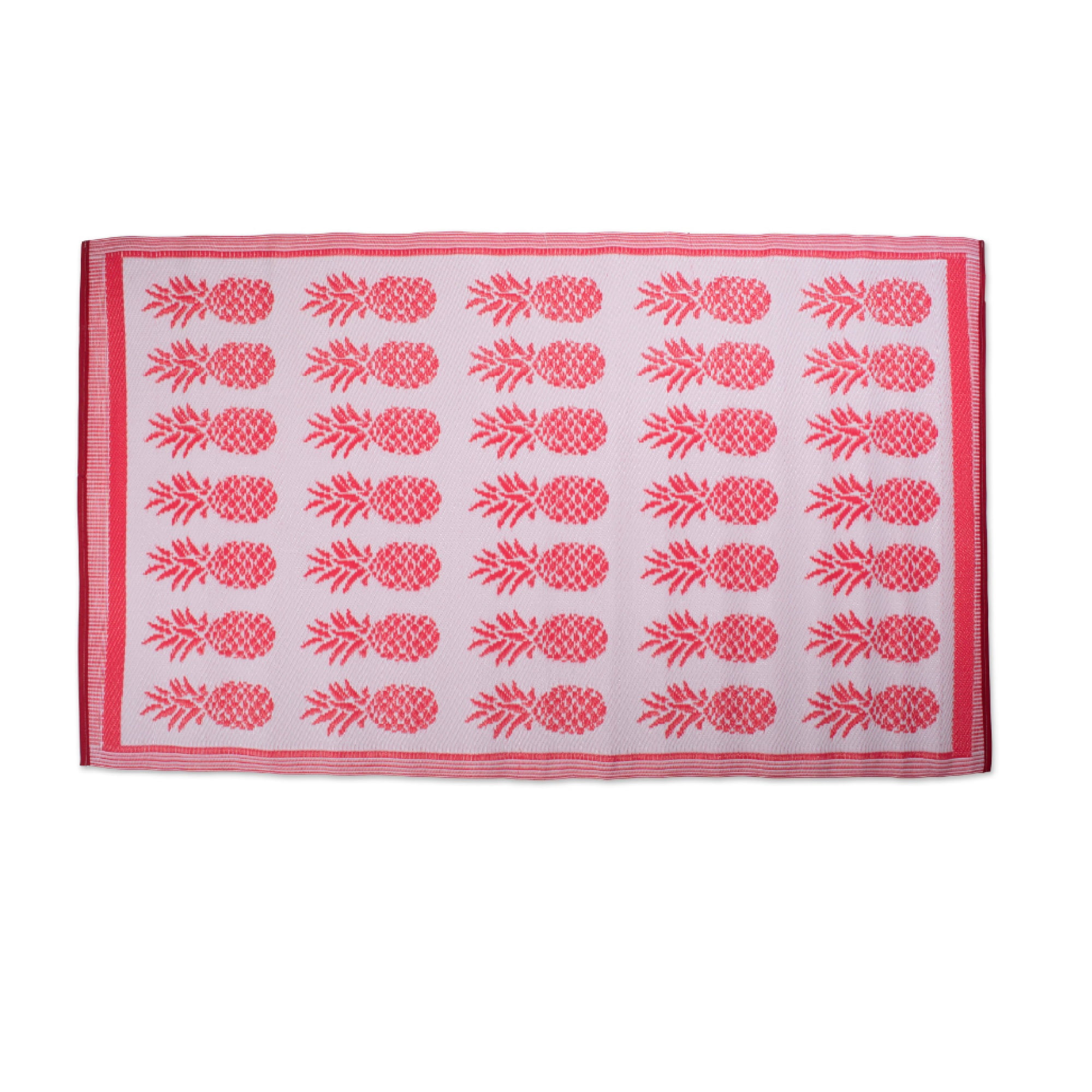 Contemporary Home Living 4' x 6' Magenta Pink And White Rectangular ...
