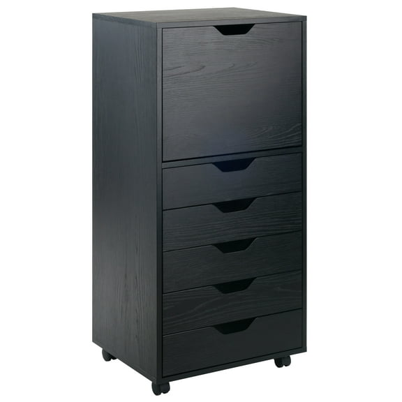 Contemporary Home Living 41.25" Black Elegant Halifax Rectangular Expanded Cabinet with 5 Pull-Out