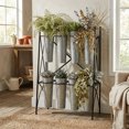 thumbnail image 1 of Contemporary Home Living 41" Gray and Black Plant Stand with 8 Galvanized Planter Pots, 1 of 7
